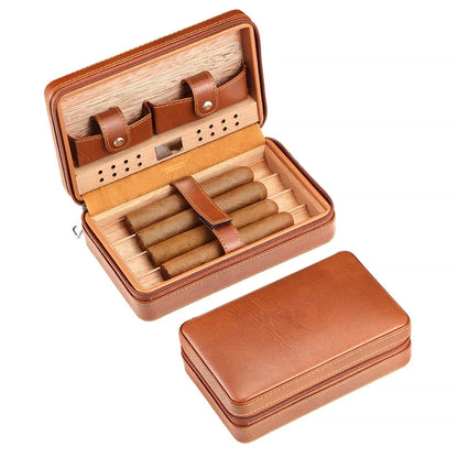 Cedar Wood Cigar Humidor Box Travel Cigar Case Storage 4 Cigars Box Humidor Humidifier For Cigar